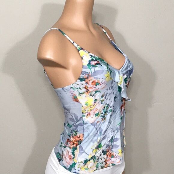 BECCA faux wrap floral tankini top. New - Picture 3 of 10